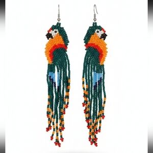 🆕️ Handcrafted Colorful Parrot Beaded Earrings